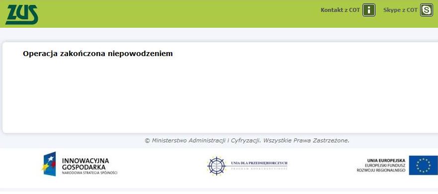 Operacja zakończona niepowodzeniem - wszystko reszta w normie
